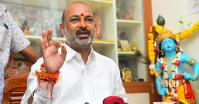 Union Minister Bandi Sanjay addressing farmers in Medak district