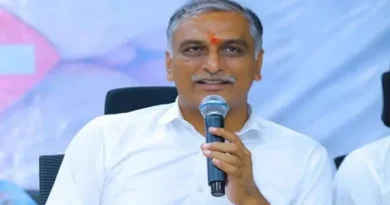BRS leader and former minister Harish Rao speaking at an Iftar gathering in Sangareddy expressing concern over the war situation in Gulf countries.