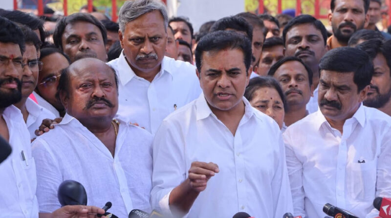 KTR during Jagtial tour interacting with party workers and public