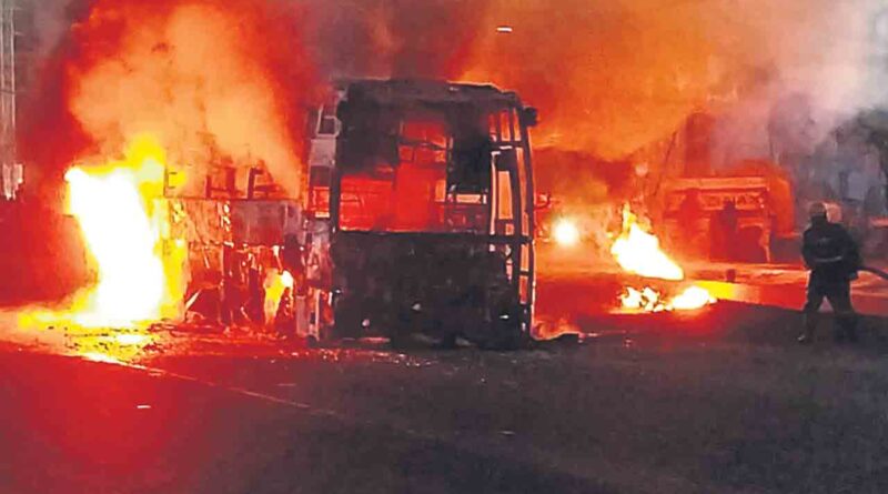 Medak NH44 bus fire accident private travels bus burnt completely