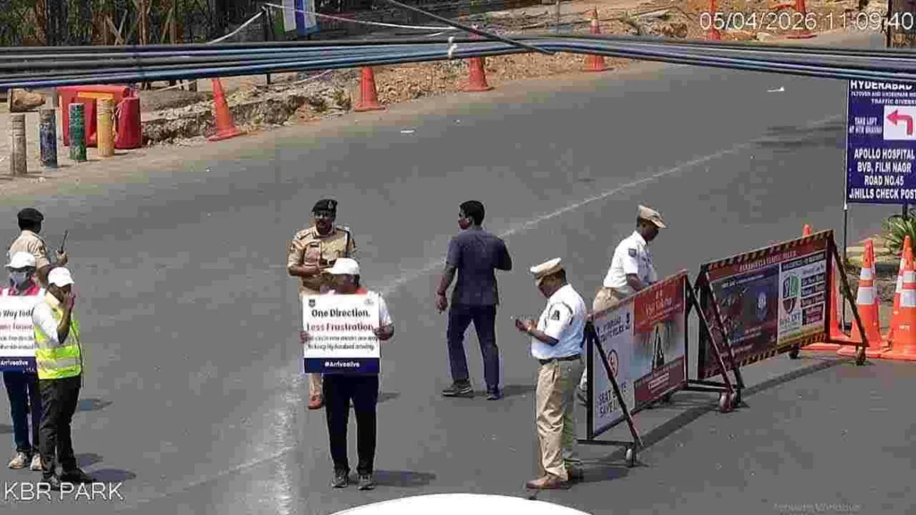 Hyderabad traffic diversions near KBR Park trial run cause confusion for commuters in city