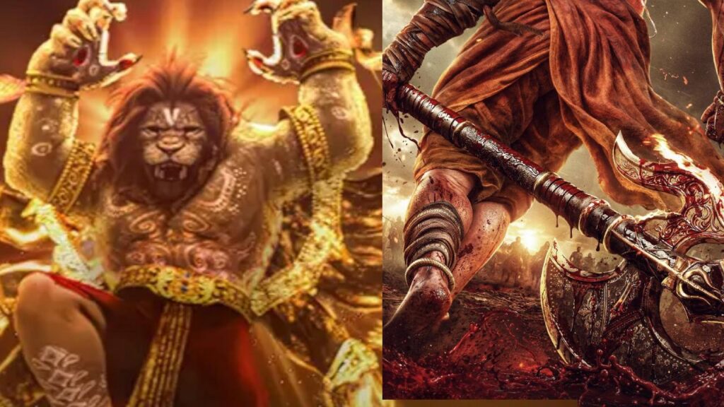 Mahavatar Parasuram poster showing warrior with axe in epic form
