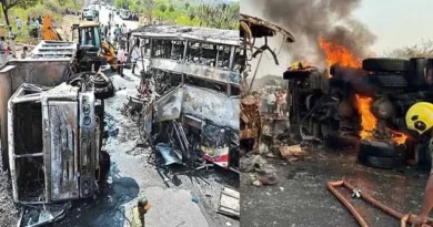 Markapuram bus accident burnt bus after deadly crash