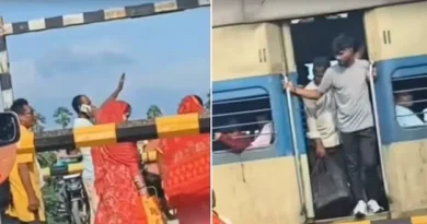 Man signals to stop a passenger train at a railway crossing in Bihar as a viral video captures the unusual incident