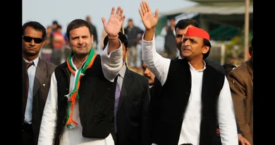 Akhilesh Yadav and Rahul Gandhi amid UP election alliance talks